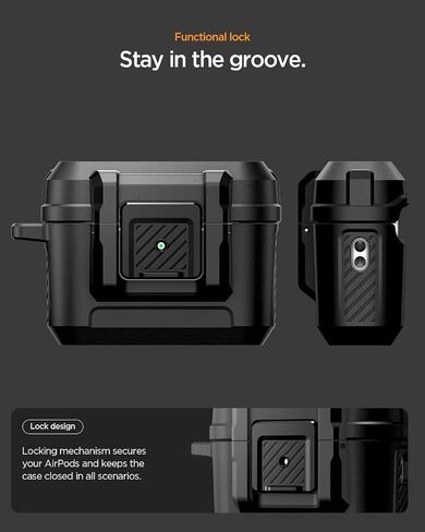 Spigen for AirPods Pro 3 Case, Lock Fit Compatible with AirPods Pro 3rd Generation Case (2025), One Touch Open with Secure Locking Clip - Matte Black in Saudi Arabia