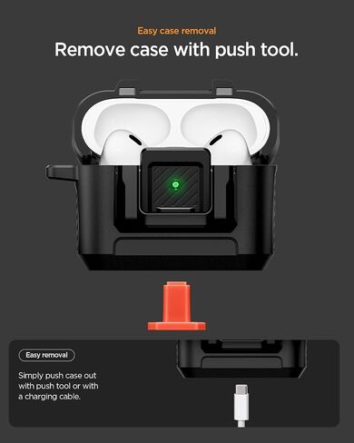 Spigen for AirPods Pro 3 Case, Lock Fit Compatible with AirPods Pro 3rd Generation Case (2025), One Touch Open with Secure Locking Clip - Matte Black in Saudi Arabia