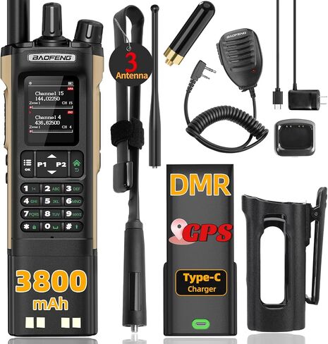 هام راديو Baofeng DM32 DMR راديو محمول قابل لإعادة الشحن لاسلكي طويل المدى DM32UV 5RM راديو اتجاهين NOAA راديو الطقس مع نظام تحديد المواقع العالمي، تردد النسخ بطارية 3800 مللي أمبير في الساعة شحن USB-C مع حافظة راديو in Saudi Arabia