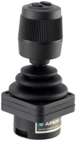 APEM Inc.، HF52S10، عصا التحكم - مصدر 5VDC - 3 محاور 2 أزرار ضغط IP67 مقبض مغلق - لوحة تحديد مربعة - خرج من 0 فولت إلى 5 فولت - تركيب منسدل. (1 عنصر/عناصر) in Saudi Arabia