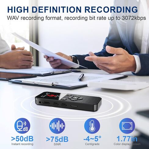 64GB Digital Voice Recorder Voice Activated Recorder with Playback & Noise Reduction for Crystal Clear HD Audio Portable Dictaphone for Lectures, Meetings, Interviews in Saudi Arabia