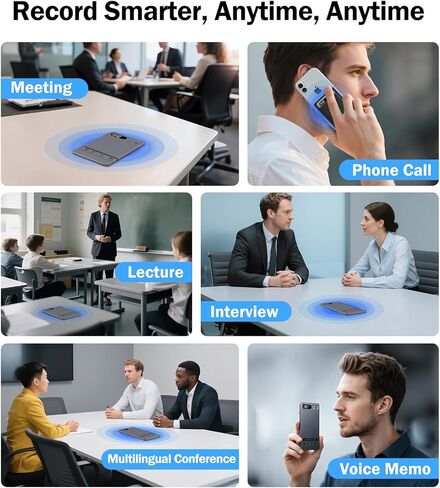 مسجل صوت AI، مسجل صوت Note AI مع حافظة، التحكم في التطبيق، النسخ والتلخيص باستخدام تقنية AI، يدعم 152 لغة، ذاكرة 64 جيجابايت، مسجل صوت للمحاضرات والاجتماعات والمكالمات، رمادي in Kuwait