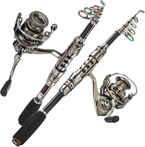 Sougayilang Fishing Rod and Reel Combo – 5.9FT Telescopic Carbon Fiber Fishing Pole with 12+1 BB Spinning Reel, Saltwater Freshwater Kit in Saudi Arabia