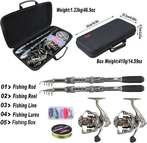 Sougayilang Fishing Rod and Reel Combo – 5.9FT Telescopic Carbon Fiber Fishing Pole with 12+1 BB Spinning Reel, Saltwater Freshwater Kit in Saudi Arabia