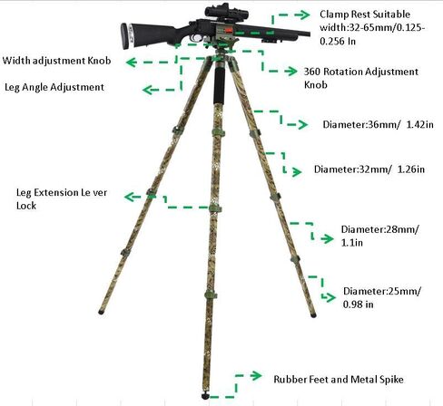 Clamping Tripod Rest Camo Tripod Stand with Integrated Clamp Head Bubble Level Sturdy Aluminum Frame Lightweight Adjustable Legs for Outdoors in Saudi Arabia
