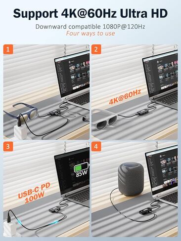 HDMI to USB C Adapter (4K@60Hz) Portable Monitor, AR Glasses XREAL One Air 2 Pro/VITURE Luma/RayNeo Air 3s/Rokid,HDMI Male(Source) to USB C Female(Display) Laptop,PS4/5,Xbox,Switch,ROG Ally,Steam Deck in Kuwait