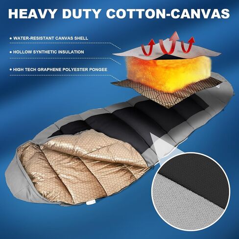 Winter Cold Weather Sleeping Bag for Adults 0 Degree,Cotton Canvas with YKK Zipper Compact Backpacking Mummy Camping Sleeping Bag in Saudi Arabia