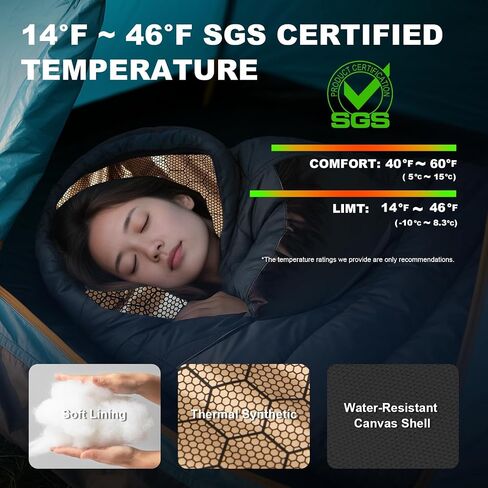 Winter Cold Weather Sleeping Bag for Adults 0 Degree,Cotton Canvas with YKK Zipper Compact Backpacking Mummy Camping Sleeping Bag in Saudi Arabia