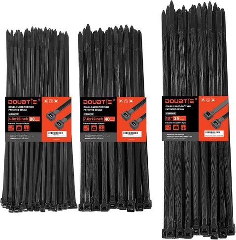 Zip Ties Heavy Duty ，12+12+18 Inch V-Shaped Toothed Double Sided Assorted Size With 200 LBS Tensile Strength Cable Wire Ties Adjustable More Durable Nylon Tie Wraps for Indoor Outdoor（150 Pack） in Saudi Arabia