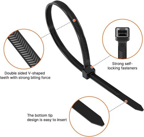 Zip Ties Heavy Duty ，12+12+18 Inch V-Shaped Toothed Double Sided Assorted Size With 200 LBS Tensile Strength Cable Wire Ties Adjustable More Durable Nylon Tie Wraps for Indoor Outdoor（150 Pack） in Saudi Arabia