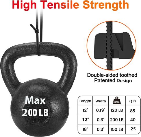 Zip Ties Heavy Duty ，12+12+18 Inch V-Shaped Toothed Double Sided Assorted Size With 200 LBS Tensile Strength Cable Wire Ties Adjustable More Durable Nylon Tie Wraps for Indoor Outdoor（150 Pack） in Saudi Arabia