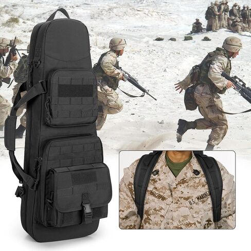 DSLEAF Double Short Barrel Rifle Case for 32" Rifles, Soft Tactical Rifle Backpack & Padded Rifle Bag for Hunting and Shooting in Saudi Arabia