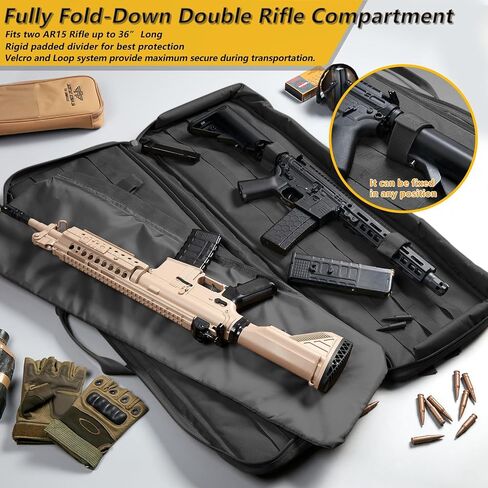 36" 42" 48" Double Long Gun Bag Nylon 1000D Soft Case Backpack Rifle Shotgun Pistol Transportation for Hunting Shooting Range, Firearm Transportation with Lockable Zipper and Molle System in Saudi Arabia