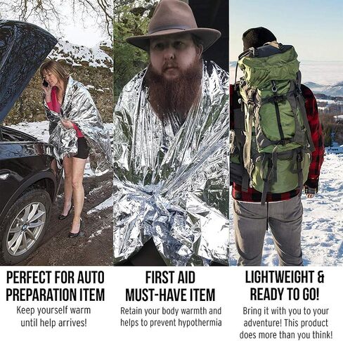 Emergency Mylar Thermal Blankets, Space Blanket Survival kit Camping Blanket, Windproof & Waterproof Shield, High-Visibility Rescue Signal (Pack of 30) in Saudi Arabia
