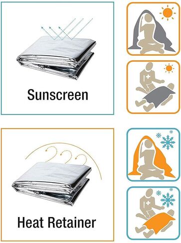 Emergency Mylar Thermal Blankets, Space Blanket Survival kit Camping Blanket, Windproof & Waterproof Shield, High-Visibility Rescue Signal (Pack of 30) in Saudi Arabia
