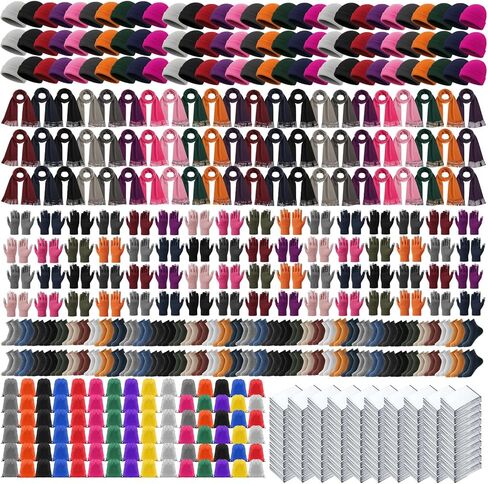 300 Pcs Homeless Care Package Supplies Bulk Winter Emergency Blankets Beanies Hat Gloves Scarves Socks Drawstring Bags for Men Women Cold Weather Camping Outdoor Survival Kit (2 Colors) in Saudi Arabia