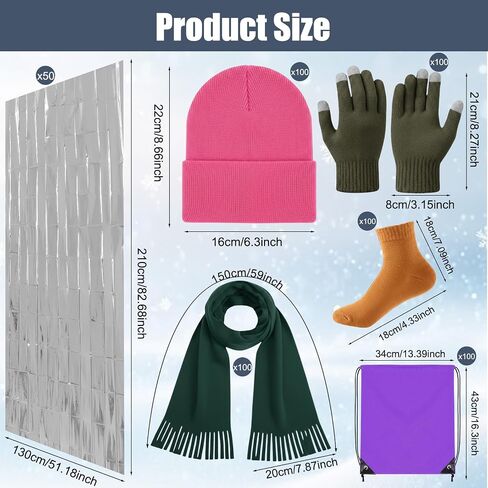 300 Pcs Homeless Care Package Supplies Bulk Winter Emergency Blankets Beanies Hat Gloves Scarves Socks Drawstring Bags for Men Women Cold Weather Camping Outdoor Survival Kit (2 Colors) in Saudi Arabia