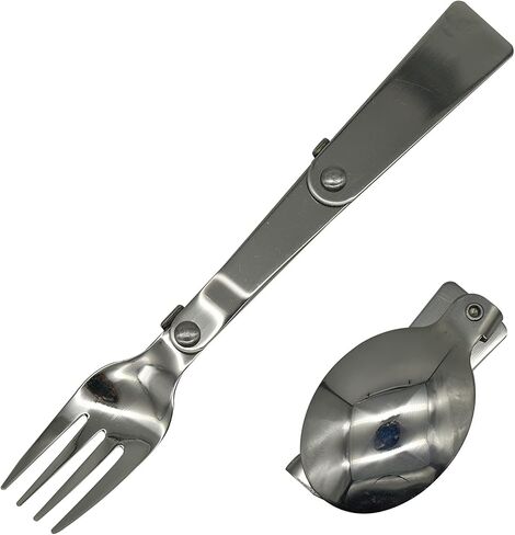 2 PCS Folding Spoon and Fork SUS 18/10（304）Stainless Steel Spork Portable Camping Cutlery Multi-Functional Foldable Fruit Forks for Outdoors Picnic Thermos Travel Tableware in Saudi Arabia