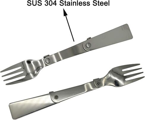2 PCS Folding Spoon and Fork SUS 18/10（304）Stainless Steel Spork Portable Camping Cutlery Multi-Functional Foldable Fruit Forks for Outdoors Picnic Thermos Travel Tableware in Saudi Arabia