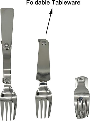 2 PCS Folding Spoon and Fork SUS 18/10（304）Stainless Steel Spork Portable Camping Cutlery Multi-Functional Foldable Fruit Forks for Outdoors Picnic Thermos Travel Tableware in Saudi Arabia
