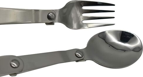 2 PCS Folding Spoon and Fork SUS 18/10（304）Stainless Steel Spork Portable Camping Cutlery Multi-Functional Foldable Fruit Forks for Outdoors Picnic Thermos Travel Tableware in Saudi Arabia