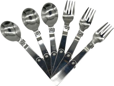 2 PCS Folding Spoon and Fork SUS 18/10（304）Stainless Steel Spork Portable Camping Cutlery Multi-Functional Foldable Fruit Forks for Outdoors Picnic Thermos Travel Tableware in Saudi Arabia
