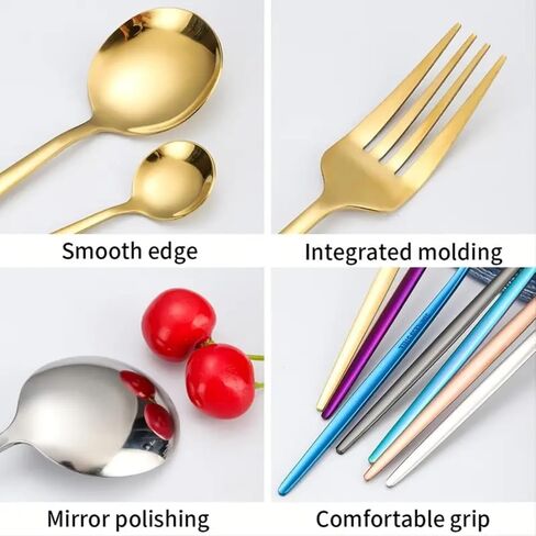 Portable Utensils Set, 4pcs Stainless Steel Reusable Silverware with Case, for Lunch Camping Picnic Workplace Travel,Easy to clean,Dishwasher Safe(Pure Silver) in Saudi Arabia