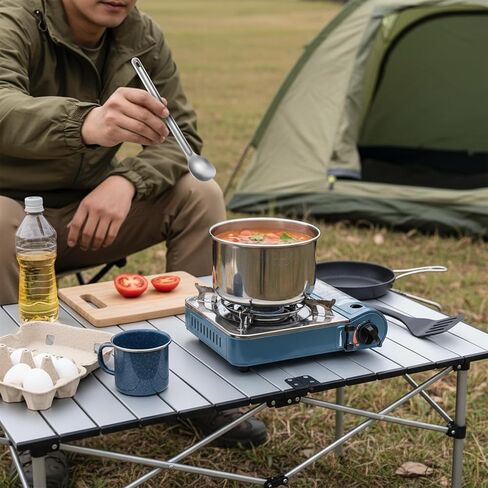 4 قطع من ملعقة وملعقة بمقبض طويل من التيتانيوم، ملعقة تخييم بمقبض طويل، أدوات طعام للتخييم خفيفة الوزن للغاية، قابلة للحمل صديقة للبيئة للسفر وحقيبة الظهر والمشي لمسافات طويلة في الهواء الطلق in Kuwait