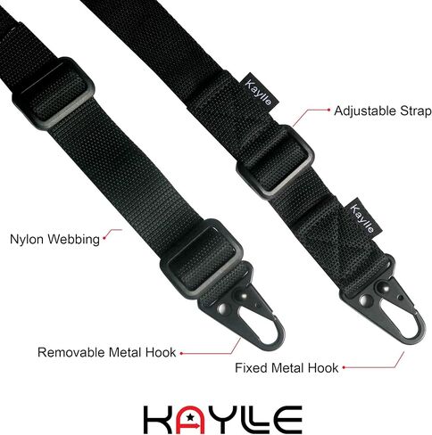 2-Point Rifle Sling - Premium Shotgun Sling with Upgraded Metal Hook Fits Any Weapon - Durable & Quick Length Adjust - Multi Use for Hunting, Sniper, Shooting & Emergency Situations in Saudi Arabia