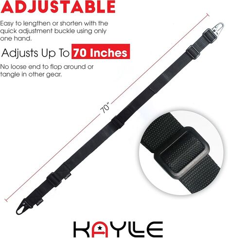 2-Point Rifle Sling - Premium Shotgun Sling with Upgraded Metal Hook Fits Any Weapon - Durable & Quick Length Adjust - Multi Use for Hunting, Sniper, Shooting & Emergency Situations in Saudi Arabia