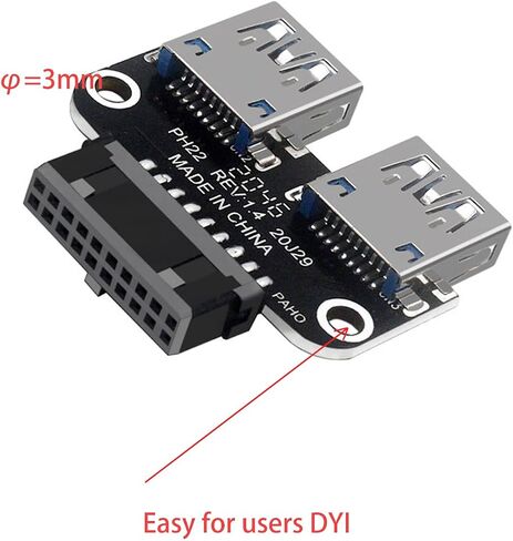 WLGQ USB 3.0 Dual Port Adapter – 19/20 PIN to Dual USB 3.0 Female Header for PC Motherboard Expansion (A) in Saudi Arabia