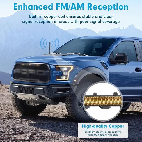 هوائي قصير 7 بوصة متوافق مع Ford F150 2009-2025، استبدال هوائي مطاطي مرن، ملف نحاسي داخلي لتعزيز استقبال راديو السيارة AM/FM، ملحقات F150 in Saudi Arabia