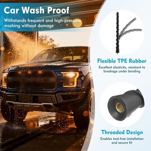 هوائي قصير 7 بوصة متوافق مع Ford F150 2009-2025، استبدال هوائي مطاطي مرن، ملف نحاسي داخلي لتعزيز استقبال راديو السيارة AM/FM، ملحقات F150 in Saudi Arabia