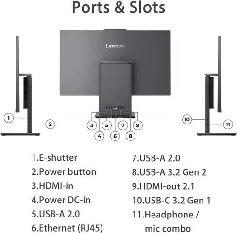 Lenovo IdeaCentre 27 Inch All-in-One Desktop, FHD Touchscreen Display (100Hz Refresh Rate), Intel 10-Core i7 13620H CPU, 64GB DDR5 RAM, 4TB PCIe SSD, WiFi 6, RJ45, Windows 11, Wireless KB & Mouse in Saudi Arabia