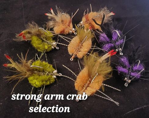 8 Strong Arm Crab Flies, Permit Fly Selection, Bonefish, Merkin in Saudi Arabia