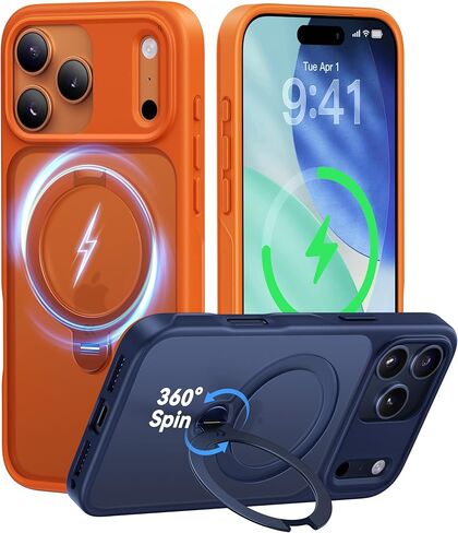 حافظة CASEKOO باللون الأزرق الرسمي لهاتف iPhone 17 Pro Max مع حامل مغناطيسي يدور 360 درجة [حماية الكاميرا] [حماية من الدرجة العسكرية بطول 18 قدمًا] [مناسبة لـ MagSafe] قبضة حلقة مقاومة للصدمات غير لامعة 6.9 بوصة in Kuwait