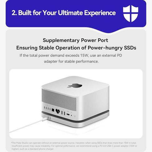 Mac Studio Dock، محور Beelink Mate Studio بسرعة 80 جيجابت في الثانية، وفتحات PCIex2 SSD مزدوجة، وتوسيع بحد أقصى 16 تيرابايت، ومنفذ USB-C بسرعة 80 جيجابت في الثانية، ومنفذ PD3.0، وغطاء ألوميوم - فضي فروست in Kuwait