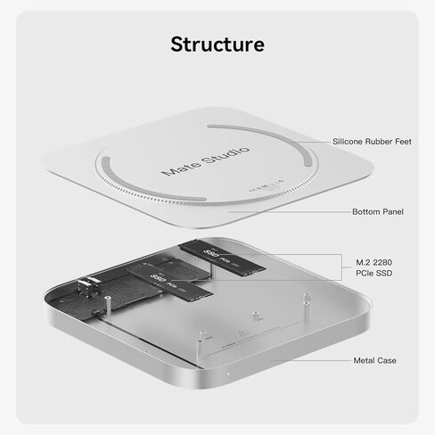 Mac Studio Dock، محور Beelink Mate Studio بسرعة 80 جيجابت في الثانية، وفتحات PCIex2 SSD مزدوجة، وتوسيع بحد أقصى 16 تيرابايت، ومنفذ USB-C بسرعة 80 جيجابت في الثانية، ومنفذ PD3.0، وغطاء ألوميوم - فضي فروست in Kuwait