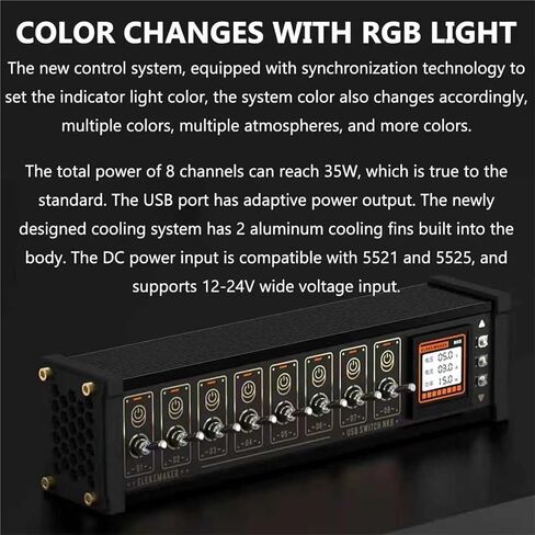 8 Port USB Docking Station, 8 Ports USB C Splitter, 8-Way Switch Total + Voice Control, 1.54-inch IPS Color Screen, 10 Levels Brightness Adjustment, for Phones, Tablets, Gadgets in Saudi Arabia