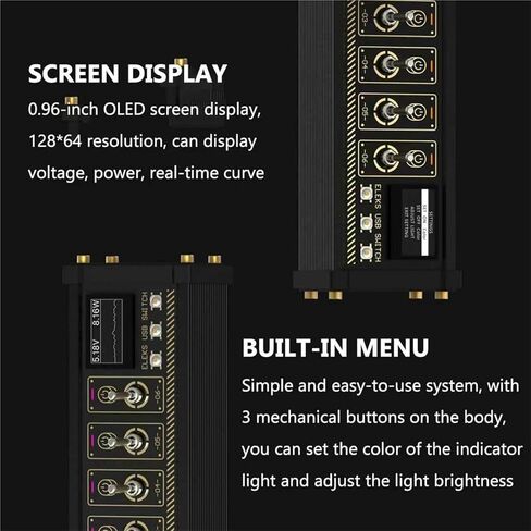 8 Port USB Docking Station, 8 Ports USB C Splitter, 8-Way Switch Total + Voice Control, 1.54-inch IPS Color Screen, 10 Levels Brightness Adjustment, for Phones, Tablets, Gadgets in Saudi Arabia
