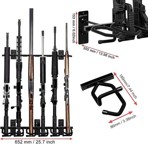 GOHIKING Metal Gun Rack Wall Mount Rifle Shotgun Hooks and Bow Mount Hangers with Soft Padding Heavy Duty Wall Gun Rack Display Stand in Saudi Arabia