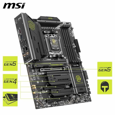 MSI MAG B850 Tomahawk MAX WiFi Motherboard, ATX - Supports AMD Ryzen 9000/8000 / 7000 Processors, AM5-80A SPS VRM, DDR5 Memory Boost 8400+ MT/s (OC), PCIe 5.0 x16, M.2 Gen5, Wi-Fi 7, 5G LAN (Renewed) in Saudi Arabia