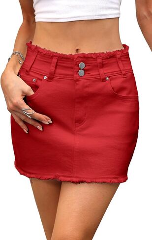 Elleven Raw Hem Jean تنورة مطار وناعم - تنورة ميني الدنيم مع جيوب الزي غير الرسمي in Saudi Arabia