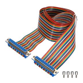 MECCANIXITY 1 Pcs IDC Rainbow Wire Flat Ribbon Cable DB37 Female to DB37 Female 39.4 Inch Length 2.54mm Pitch Breadboard Jumper Wires for Electronic Projects