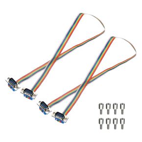 MECCANIXITY 2 Pcs IDC Rainbow Wire Flat Ribbon Cable DB9 Male to DB9 Male 19.7 Inch Length 2.54mm Pitch Breadboard Jumper Wires for Electronic Projects