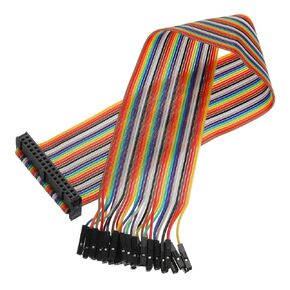 MECCANIXITY 1 Pcs IDC Rainbow Wire Flat Ribbon Cable FC-Female to 34P 11.8 Inch Length 2.54mm Pitch Breadboard Jumper Wires for Electronic Projects
