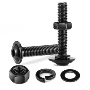 M8 x 18mm Flanged Button Head Socket Cap Screws Bolts, Nuts, Flat & Lock Washers, 20Pcs 18-8 (304) Stainless Steel, Fully Threaded, Black Oxide by SG TZH (with Hex Spanner)
