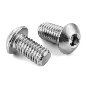 M6-1.0 x 16mm Button Head Socket Cap Screws Bolts, Stainless Steel 18-8 (304), Bright Finish, Fully Threaded, Allen Socket Drive, 25 PCS