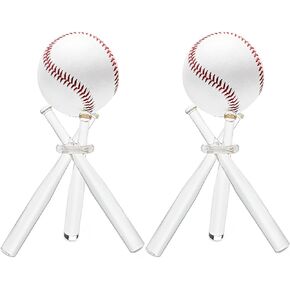 Acrylic Baseball Tripod Display Holder Memorabilia Display Sports Official Baseball Autograph Display Stand - Consists of 3 Mini Baseball Bats & 1 Ring (2)