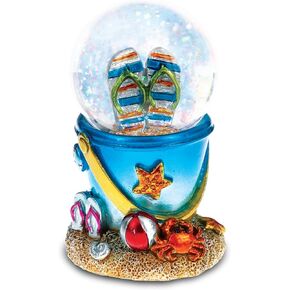 CoTa Global Cool Summer Sandals Beach Bucket Snow Globe - Water Globe Figurine with Sparkling Glitter, Collectible Novelty Ornament for Home Decor, for Birthdays and Valentine's - 45mm